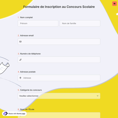 Formulaire de Inscription au Concours Scolaire