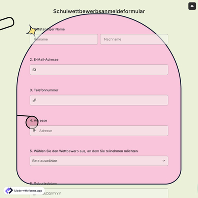 Schulwettbewerbsanmeldeformular