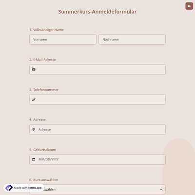 Sommerkurs-Anmeldeformular