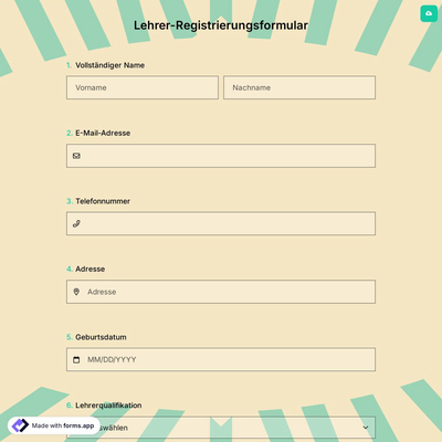 Lehrer-Registrierungsformular