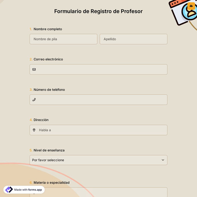 Formulario de Registro de Profesor