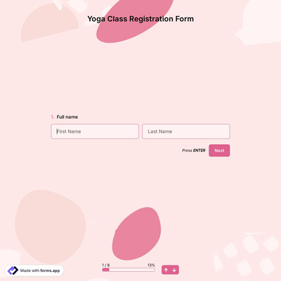 Yoga Class Registration Form