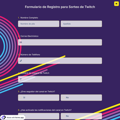 Formulario de Registro para Sorteo de Twitch
