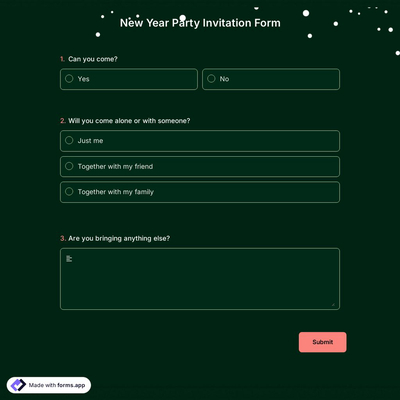 New Year Party Invitation Form