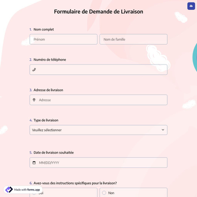 Formulaire de Demande de Livraison