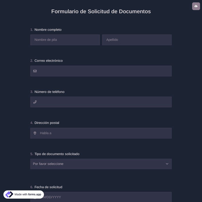 Formulario de Solicitud de Documentos