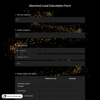 Electrical Load Calculation Form