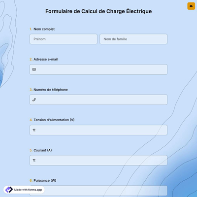 Formulaire de Calcul de Charge Électrique