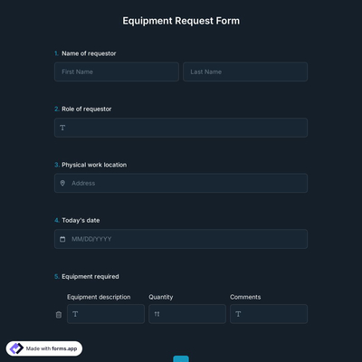 Equipment Request Form