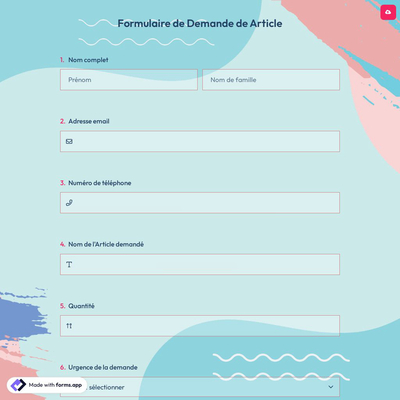 Formulaire de Demande de Article