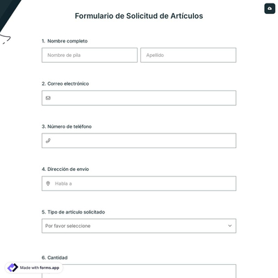 Formulario de Solicitud de Artículos