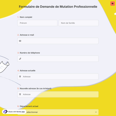 Formulaire de Demande de Mutation Professionnelle