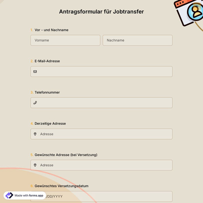 Antragsformular für Jobtransfer