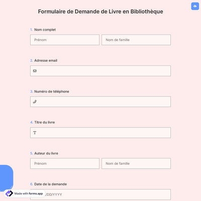 Formulaire de Demande de Livre en Bibliothèque