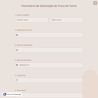 Formulário de Solicitação de Troca de Turno