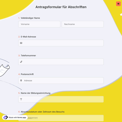 Antragsformular für Abschriften