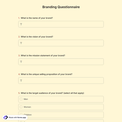 Branding Questionnaire