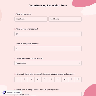 Team Building Evaluation Form