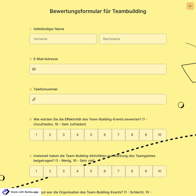Bewertungsformular für Teambuilding