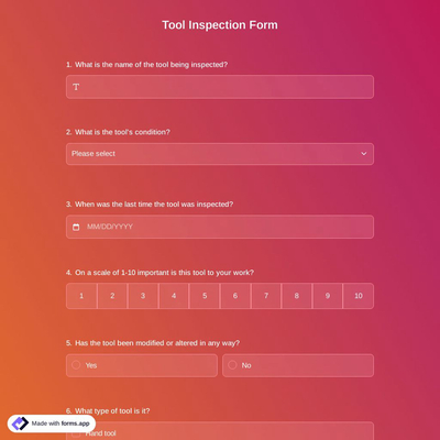 Tool Inspection Form