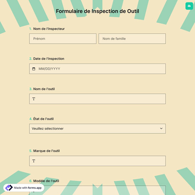Formulaire de Inspection de Outil