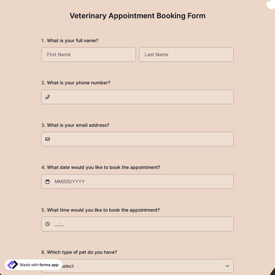 Veterinary Appointment Booking Form