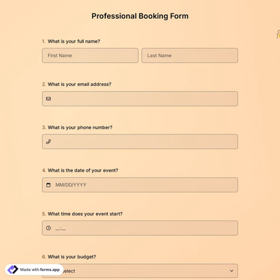 Professional Booking Form