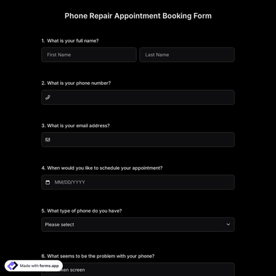 Phone Repair Appointment Booking Form