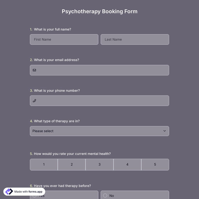 Psychotherapy Booking Form