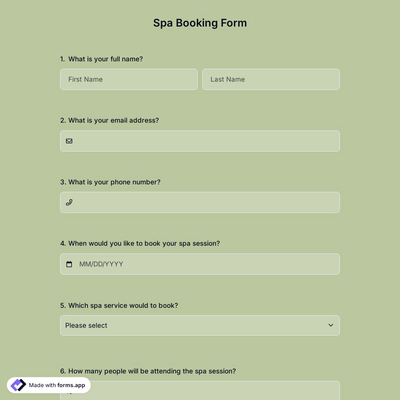 Spa Booking Form