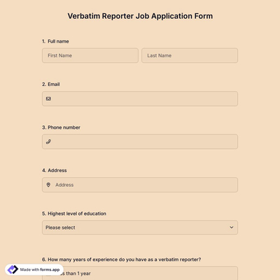 Verbatim Reporter Job Application Form