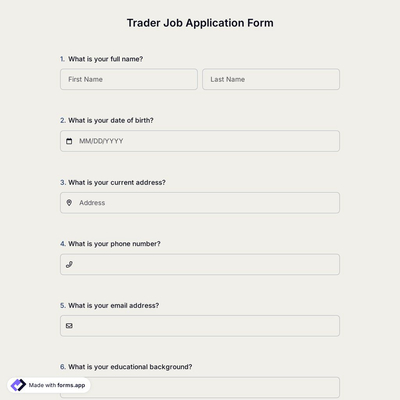 Trader Job Application Form