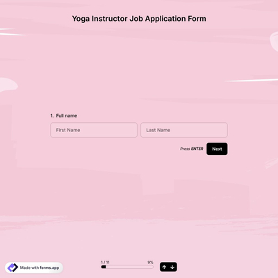 Yoga Instructor Job Application Form
