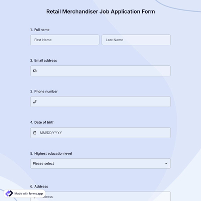 Retail Merchandiser Job Application Form