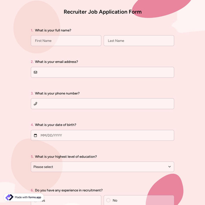 Recruiter Job Application Form