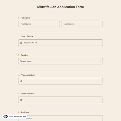 Midwife Job Application Form