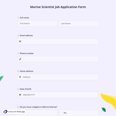 Marine Scientist Job Application Form