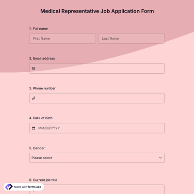 Medical Representative Job Application Form