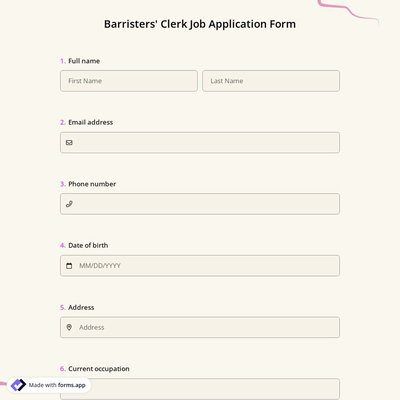 Barristers' Clerk Job Application Form