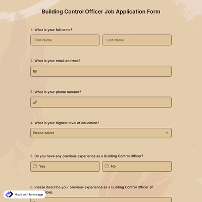 Building Control Officer Job Application Form