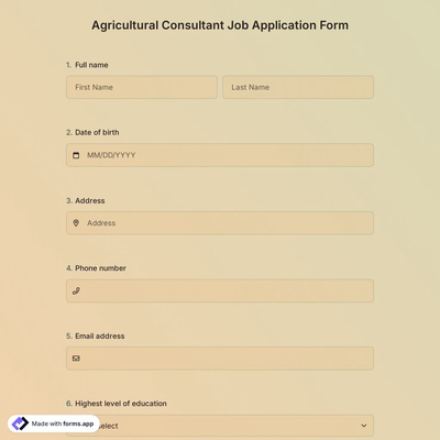 Agricultural Consultant Job Application Form