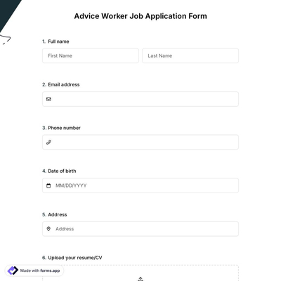 Advice Worker Job Application Form