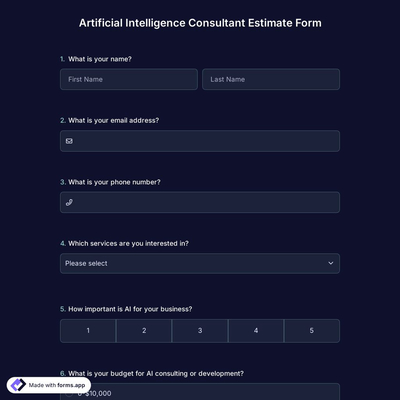Artificial Intelligence Consultant Estimate Form