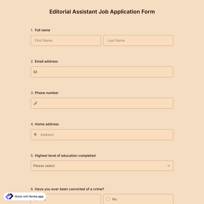 Editorial Assistant Job Application Form