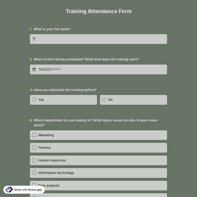 Training Attendance Form