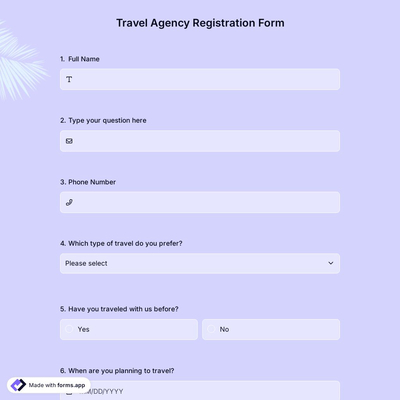 Travel Agency Registration Form