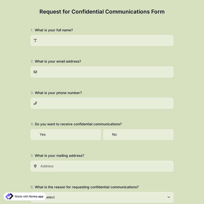 Request for Confidential Communications Form
