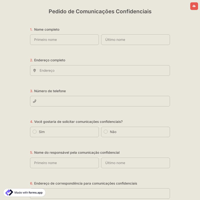 Pedido de Comunicações Confidenciais