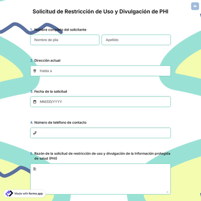 Solicitud de Restricción de Uso y Divulgación de PHI