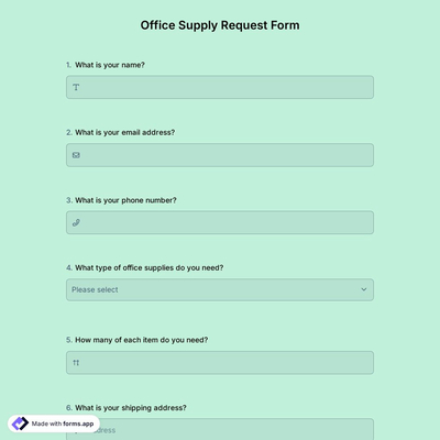 Office Supply Request Form